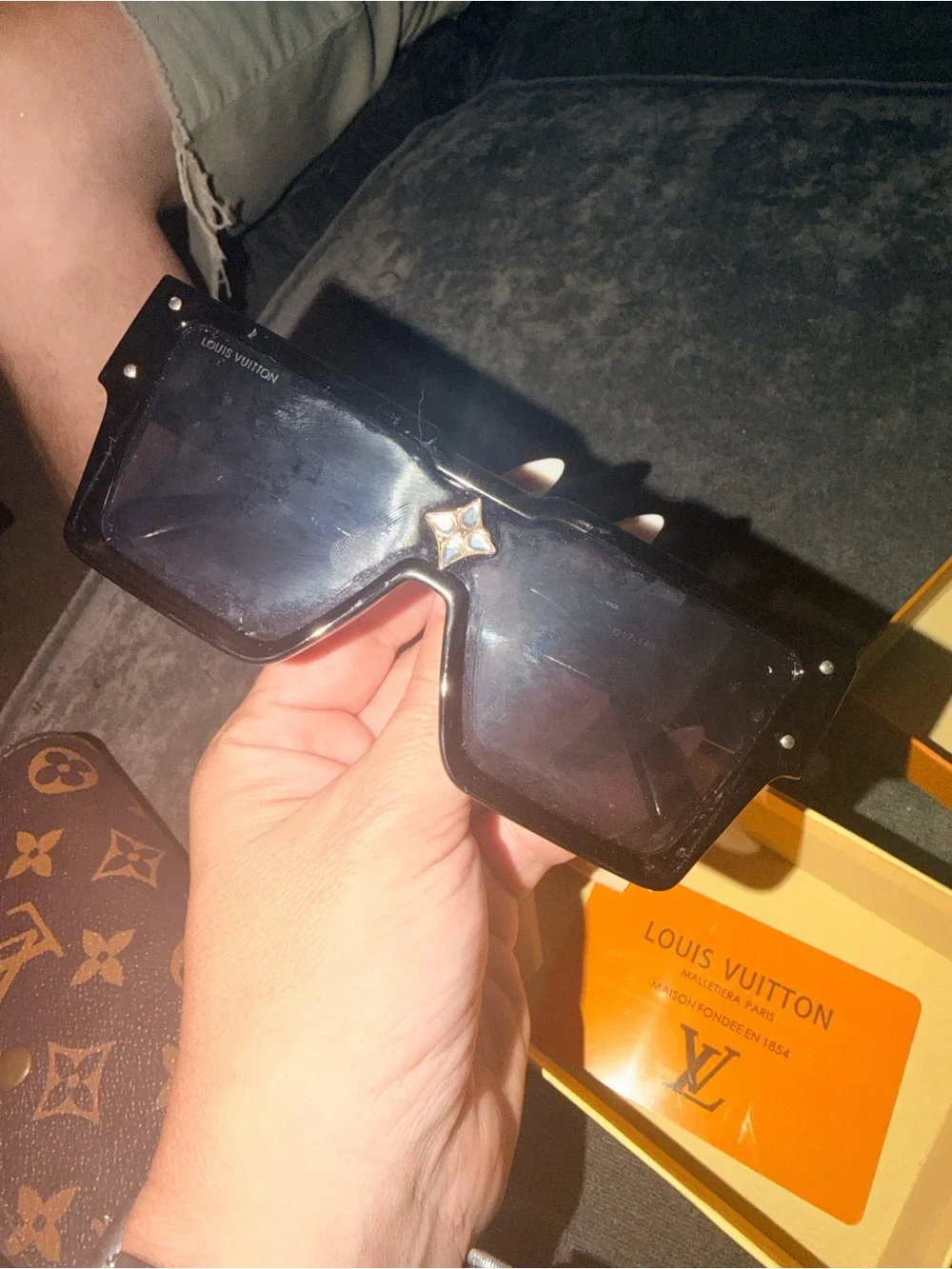 Louis Vuitton Cyclone Sunglasses Black with Gold Accent
